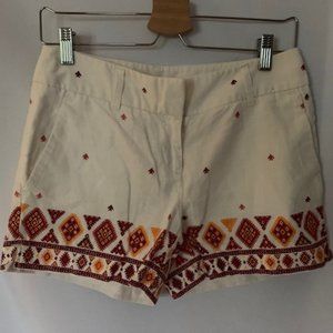 LOFT Linen Shorts White/Red, Size 00